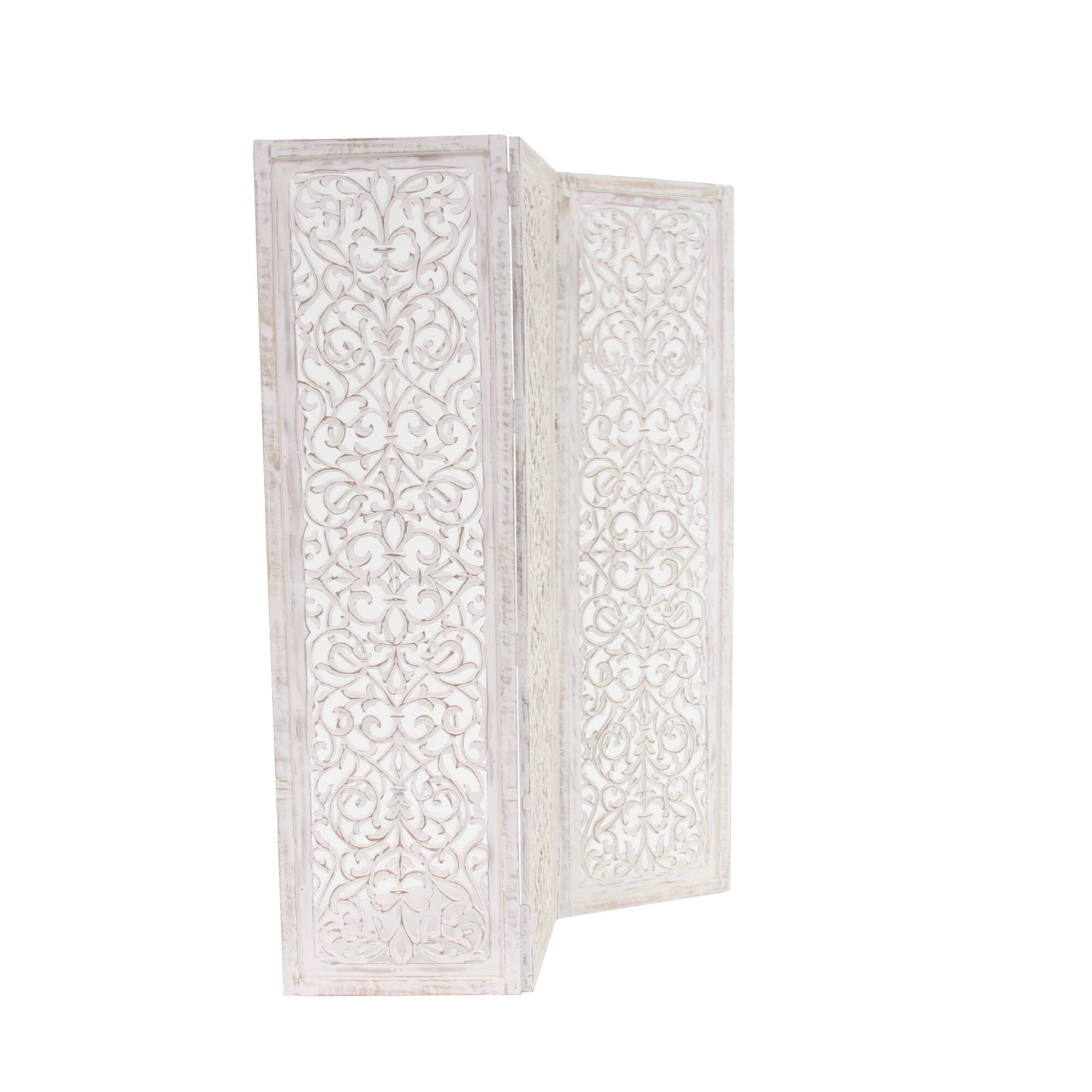White Mango Wood Farmhouse Room Divider Screen, 69 " x 60 " x 1 "
